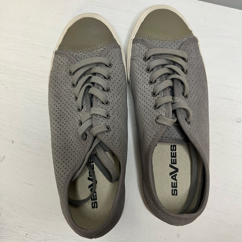 Seavees Army Issue Low Laser Cut Grey Leather Sne… - image 2